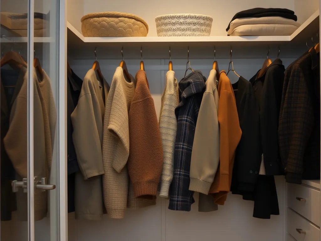 Vintergarderobe med varme plagg og teksturer